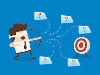 Image of a blindfolded archer illustrating the difficulties of email delivery.